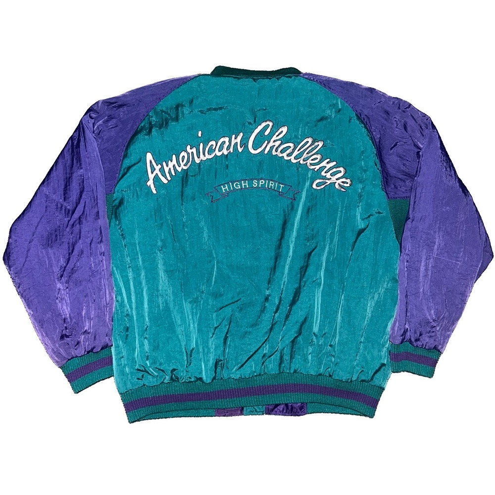 Vintage 90s Universal Classic American Challenge Embroidered Zip Bomber Jacket M